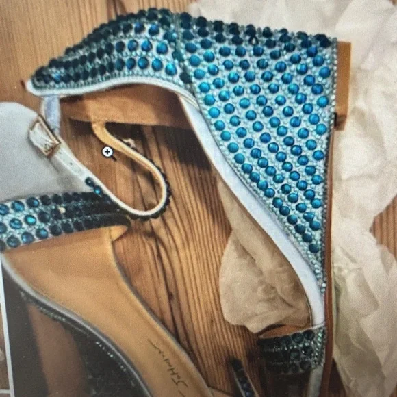 Betsy Johnson NWT - Size 7.5 Elegant Debie Bejeweled Strap Wedge - Picture 5 of 14